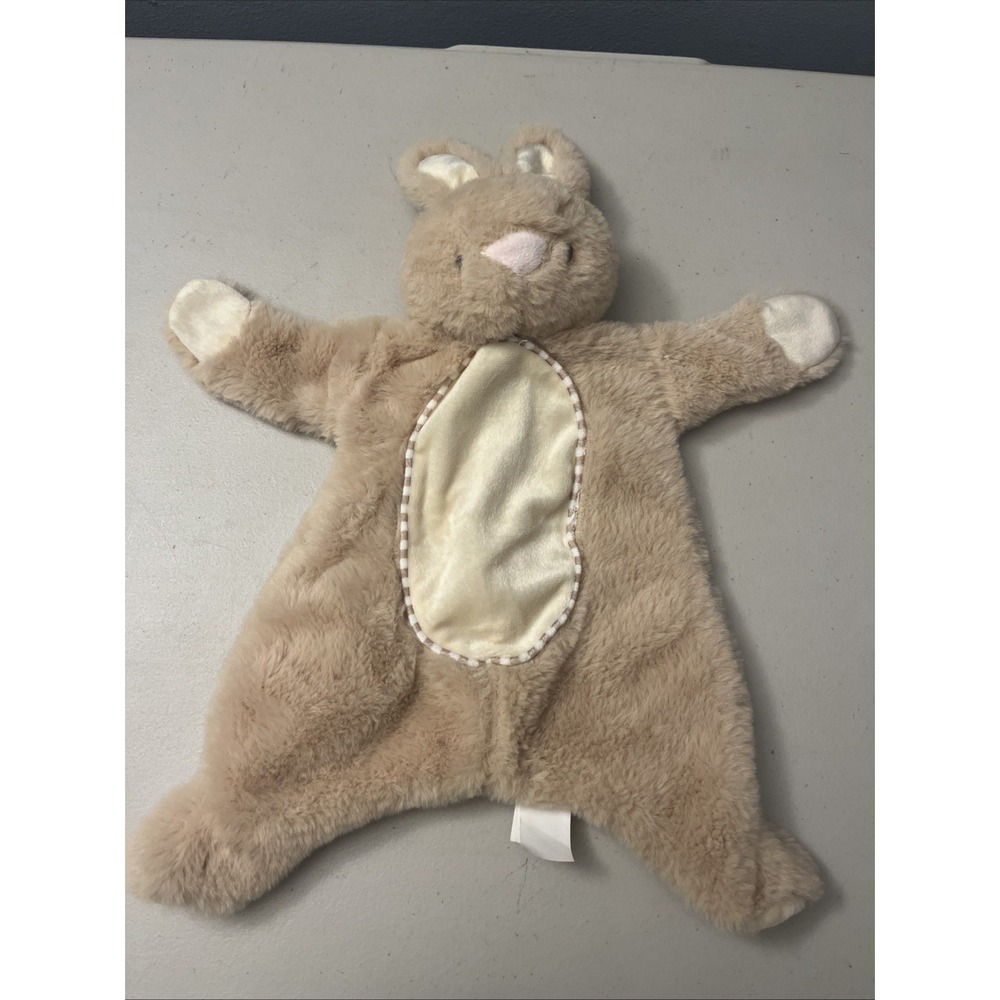 Plush Bunny Flatties Rabbit Crinkle Rattle Brown‎ Security Lovey Tummy Time Baby